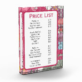 Elegante roze Bloemen Schoonheidssalon Menu Poster Fotoblokken (Links)