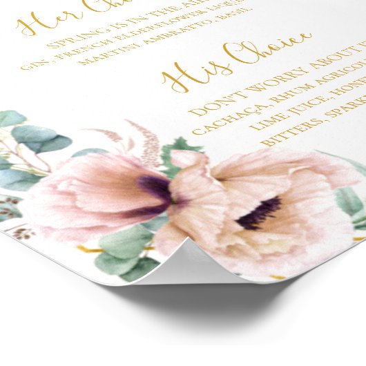 Elegante Roze Bloemen | Signature Dranken Bord Poster (Hoek)