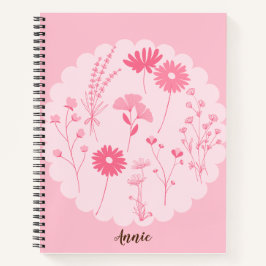 Elegante roze bloemen - Spiral Notitieboek