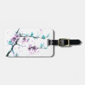 Elegante Roze Bloemen Spring Blossom Waterverf kun Bagagelabel (Voorkant horizontaal)