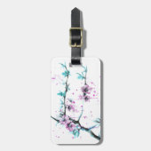 Elegante Roze Bloemen Spring Blossom Waterverf kun Bagagelabel (Voorkant verticaal)