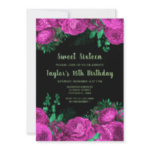 Elegante Roze Bloemen Sweet Sixteen