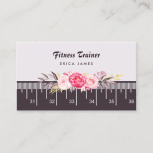 Elegante Roze Bloemen Tape Meet Fitness Trainer Visitekaartje