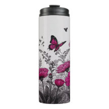 Elegante Roze Bloemen Thermische Tumbler