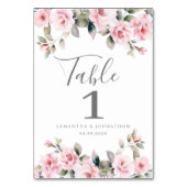 Elegante Roze Bloemen Trouwtafel Kaart (Achterkant)