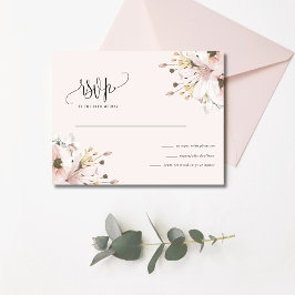 Elegante Roze Bloemen Tuin Huwelijk RSVP Briefkaart