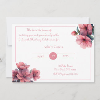 Elegante Roze Bloemen Uitnodiging - Alle Evenement