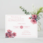 Elegante roze bloemen uitnodiging - voor alle even (Staand voorkant)