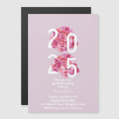 Elegante roze bloemen uitnodiging voor diploma-uit magnetische uitnodiging (Voorkant / Achterkant)