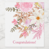 Elegante roze bloemen viering eten en drinken wijn etiket (Enkel label)