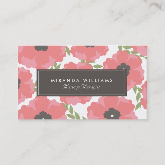 Elegante roze bloemen Visitekaartjes (Voorkant)