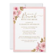 Elegante Roze Bloemen Vrijgezellenfeest Brunch