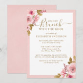 Elegante Roze Bloemen Vrijgezellenfeest Brunch Kaart (Voorkant / Achterkant)