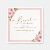 Elegante Roze Bloemen Vrijgezellenfeest Brunch Servet (Voorkant)