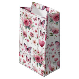 Elegante roze bloemen vrouw klein cadeauzakje