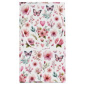 Elegante roze bloemen vrouw klein cadeauzakje (Achterkant)