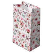 Elegante roze bloemen vrouw klein cadeauzakje (Achterkant Gekanteld)