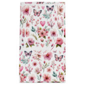 Elegante roze bloemen vrouw klein cadeauzakje (Voorkant)