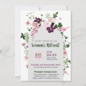 Elegante Roze Bloemen Vrouwen Kerk Retreat Kaart (Voorkant)