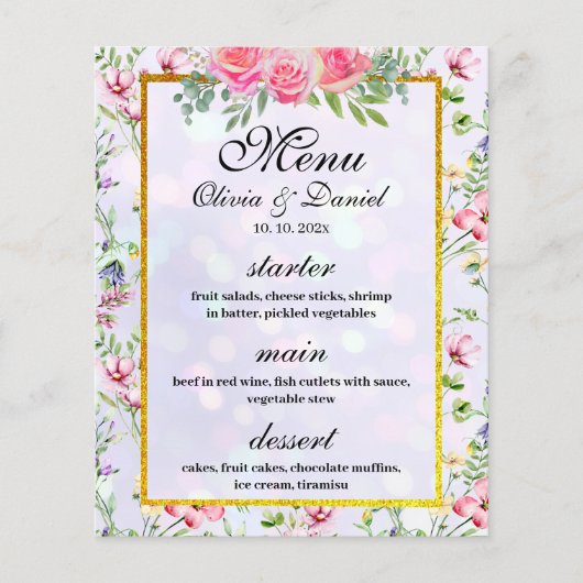 Elegante Roze Bloemen Watercolor Bruiloft (Voorkant)