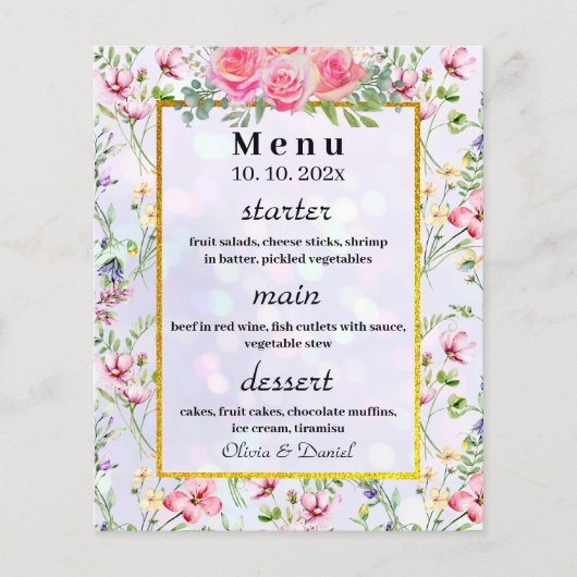 Elegante Roze Bloemen Watercolor Bruiloft (Voorkant)