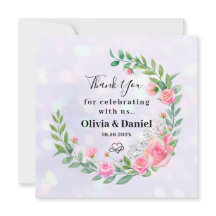 Elegante Roze Bloemen Watercolor Bruiloft