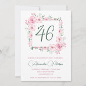 Elegante Roze Bloemen Waterverf 46ste verjaardag Kaart (Voorkant)