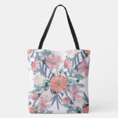 Elegante Roze Bloemen Waterverf Bloemstuk Tote Bag (Achterkant)