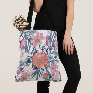 Elegante Roze Bloemen Waterverf Bloemstuk Tote Bag