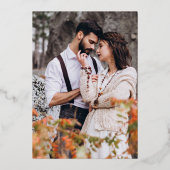 Elegante Roze Bloemen Waterverf Fotobruiloft Folie Uitnodiging (Achterkant)