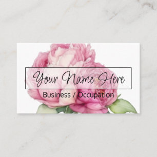 Elegante roze bloemen waterverf pioen roos visitekaartje