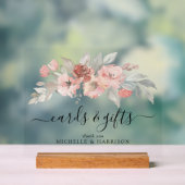 Elegante Roze Bloemen Waterverf Trouwkaarten Gesch Acryl Bord (Neutraal)