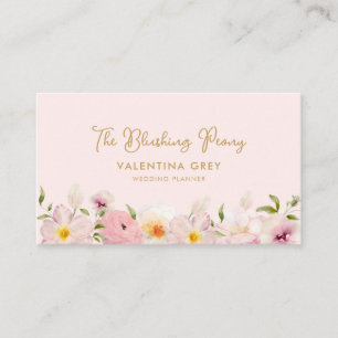 Elegante Roze Bloemen Wedding Planner Visitekaartje