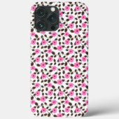 Elegante Roze Bloemen Wijnstok Patroon iPhone Case (Achterkant)