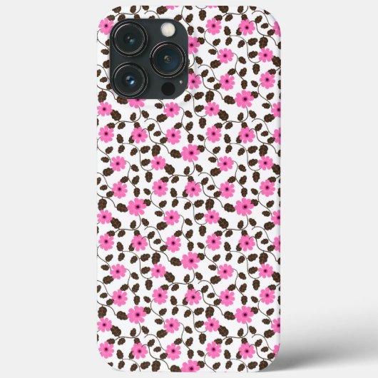 Elegante Roze Bloemen Wijnstok Patroon iPhone Case (Achterkant)
