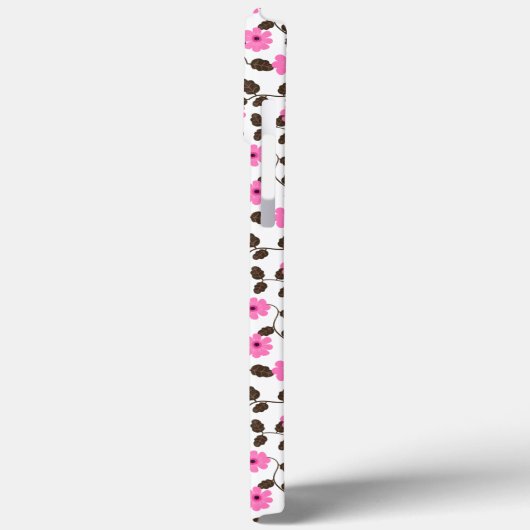 Elegante Roze Bloemen Wijnstok Patroon iPhone Case (Achterkant / Links)