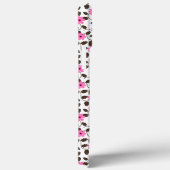 Elegante Roze Bloemen Wijnstok Patroon iPhone Case (Achterkant / Rechts)