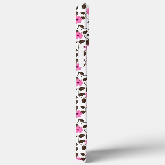 Elegante Roze Bloemen Wijnstok Patroon iPhone Case (Achterkant / Rechts)