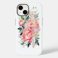 Elegante Roze Bloemenaquarel met Gepersonaliseerde
