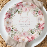 Elegante roze bloemenBaby in bloei meisje Baby sho Papieren Bordje<br><div class="desc">Roze Baby In Bloom Girl Baby shower Papieren Borden zijn voorzien van mooie roze bloembloemen en groen samen met moderne kalligrafie.</div>