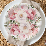 Elegante roze bloemenBaby in bloei meisje Baby sho Papieren Bordje<br><div class="desc">Roze Baby In Bloom Girl Baby shower Papieren Borden zijn voorzien van mooie roze bloembloemen en groen samen met moderne kalligrafie.</div>
