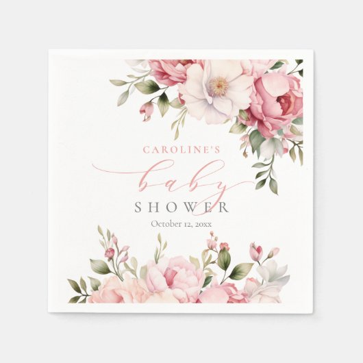 Elegante roze bloemenBaby in bloei meisje Baby sho Servet (Voorkant)