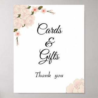 Elegante roze bloemenbloesem bruiloft Kaart cadeau Poster