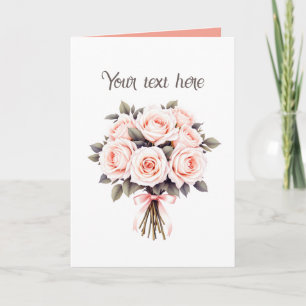 Elegante roze bloemenboeket aanpasbaar kaart