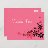 Elegante roze bloemenbruiloft dank u briefkaart. briefkaart (Voorkant / Achterkant)