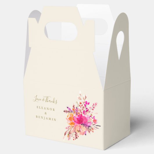 Elegante roze bloemenbruiloft foto op maat dank u bedankdoosjes (Geopend)