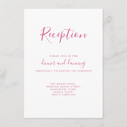 Elegante roze bloemenbruiloft receptie Kaart (Voorkant)