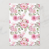 Elegante roze bloemenbruiloft receptie Kaart (Achterkant)