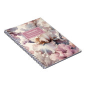 Elegante roze bloemenbruiloft schaven gepersonalis notitieboek (Rechterzijde)