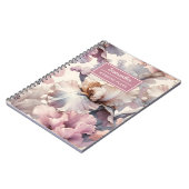 Elegante roze bloemenbruiloft schaven gepersonalis notitieboek (Linkerzijde)